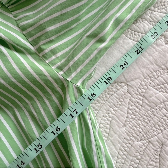CINQ À SEPT - Kelly Striped Shirt Dress - Green and White - Picture 9 of 12